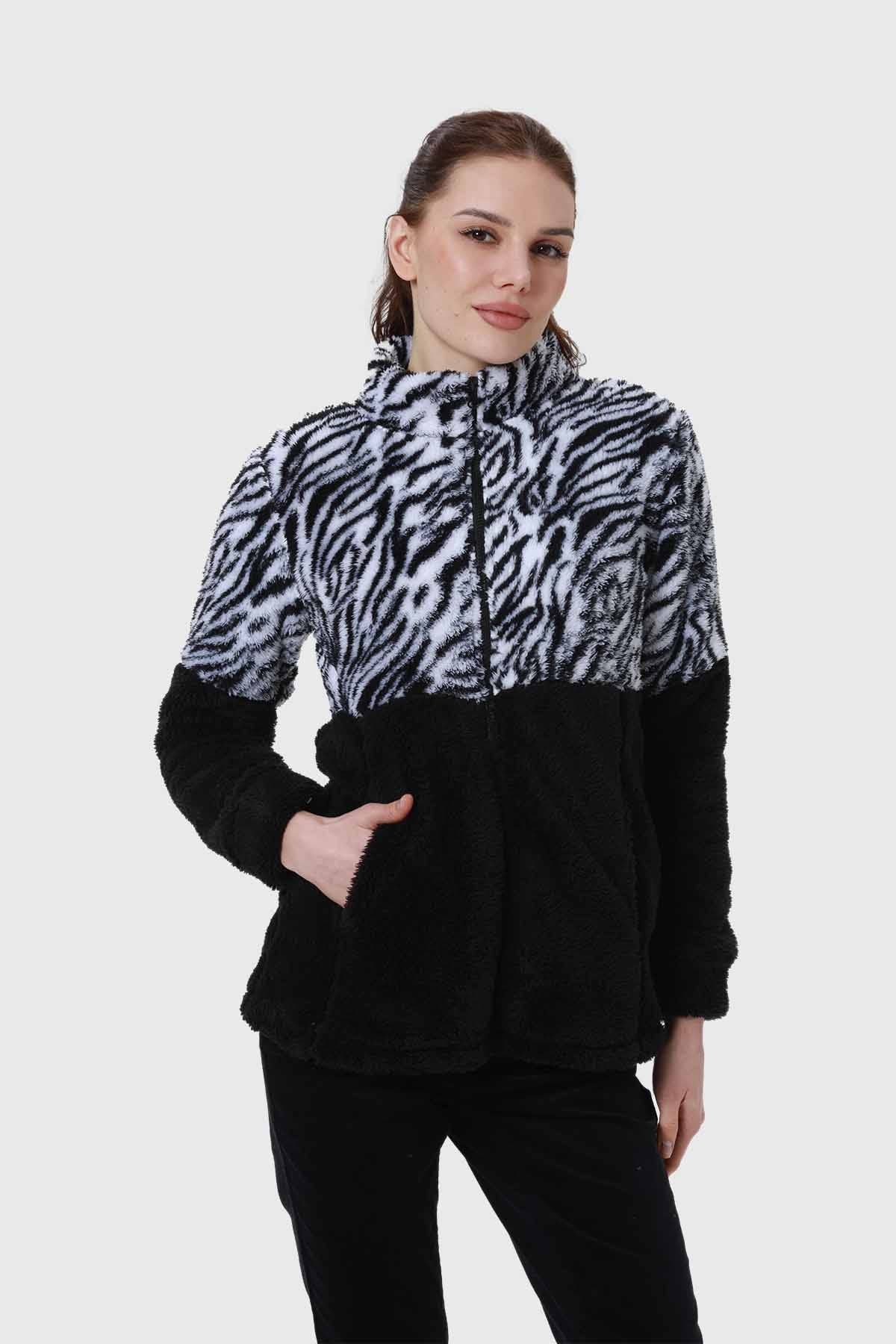 Polar Mujer Tipo Polerón Peludo Negro
