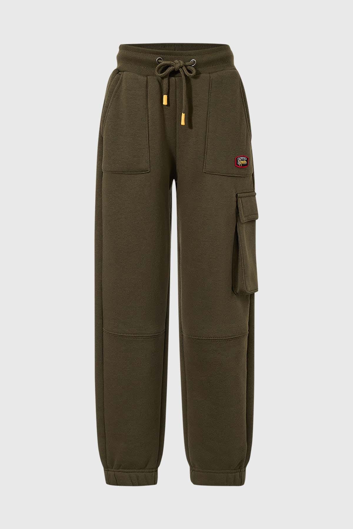 Pantalón Buzo Niño Cargo Con Cortes Verde