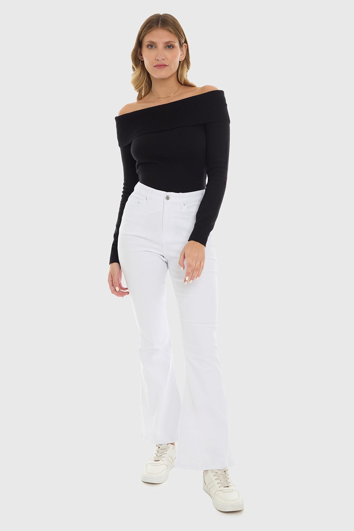 JEANS MUJER FLARE COLOR BLANCO