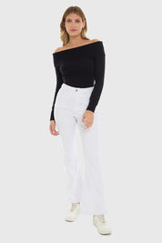 JEANS MUJER FLARE COLOR BLANCO