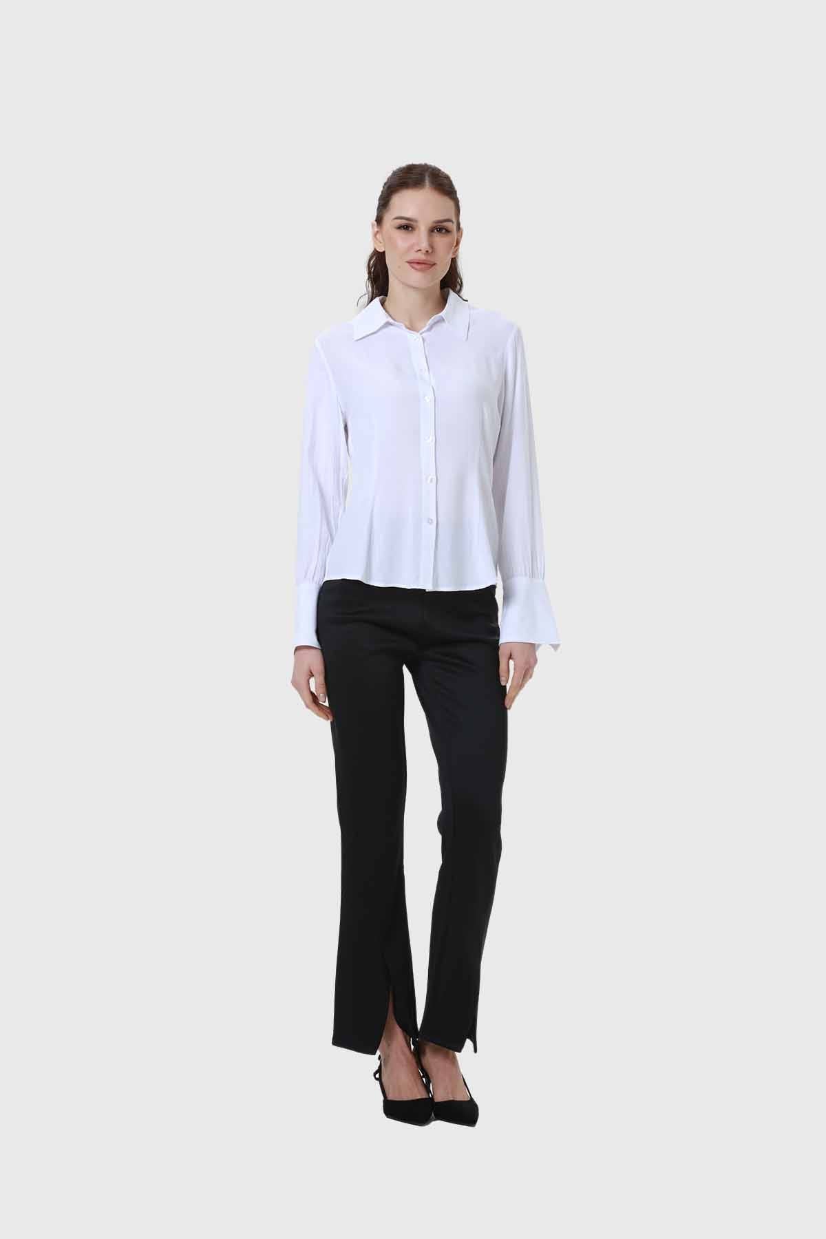 Blusa Mujer Abotonada Con Pinzas Blanco