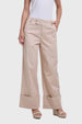 Pantalón Mujer Sastrero Basta Ancha Beige