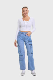 Polera Mujer Amarras Escote Blanco