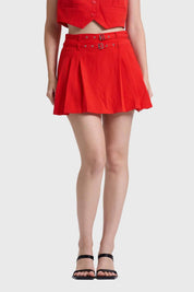 Falda Mujer Sastrera Cinturón Rojo
