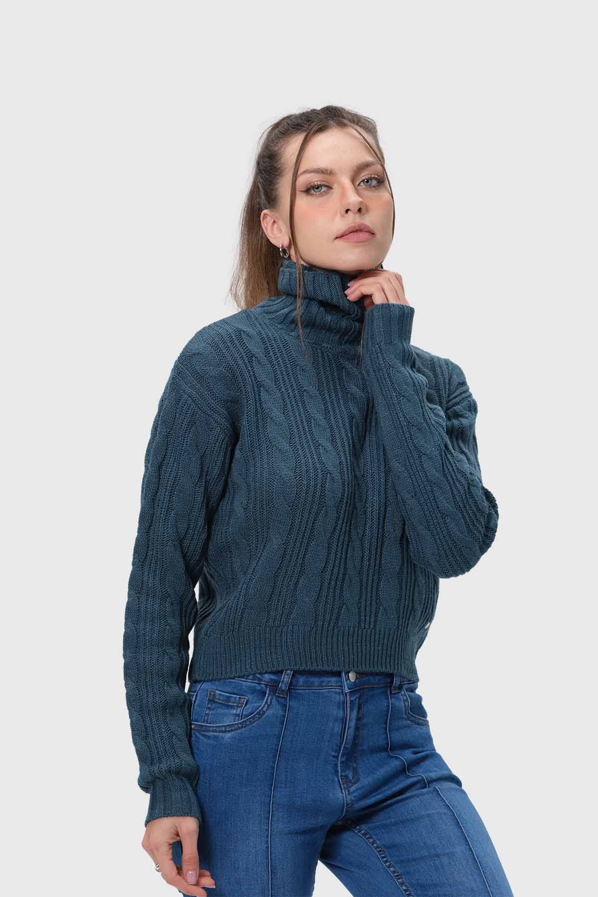Sweater Mujer Trenzado Verde