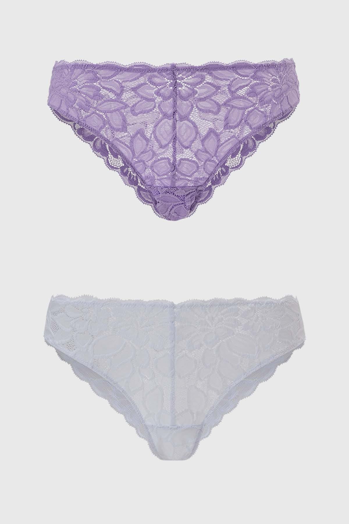 Calzón Mujer Bipack Bikini Encaje Lila