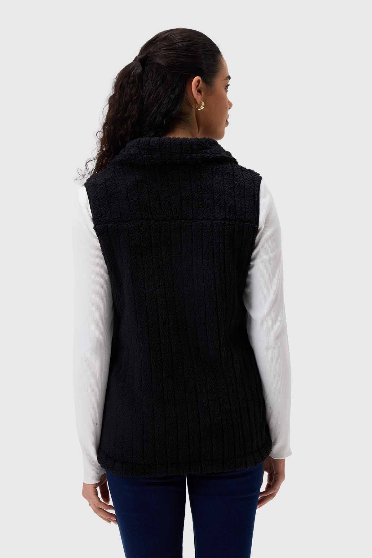 Polar Mujer Peludo Con Textura Negro