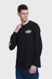 Polera Hombre Print Manga Negro