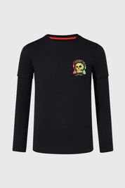 Polera Niño Doble Manga Básica Negro