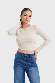 Polera Mujer Recogido Lateral Crudo