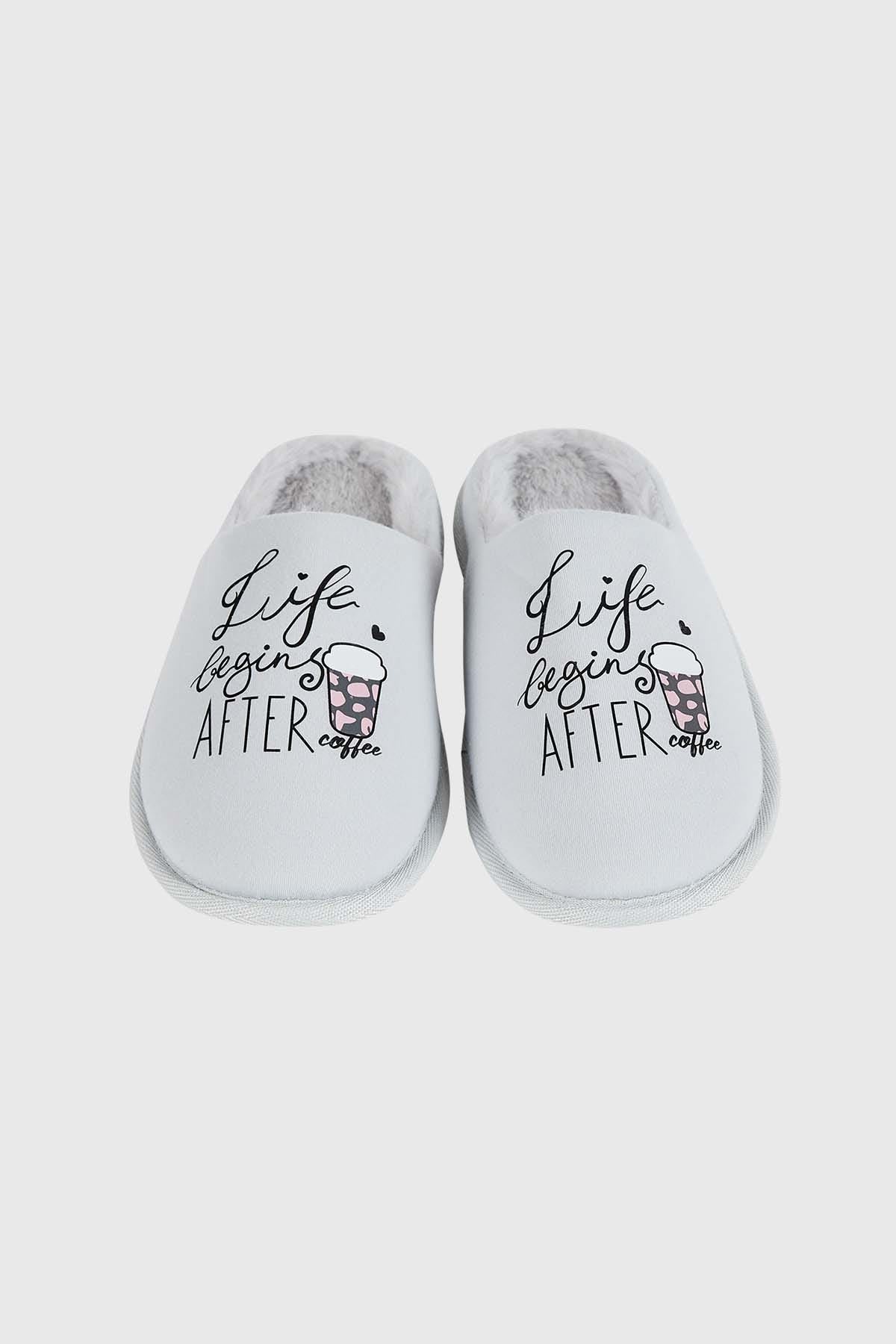 Pantufla Mujer Print Gris