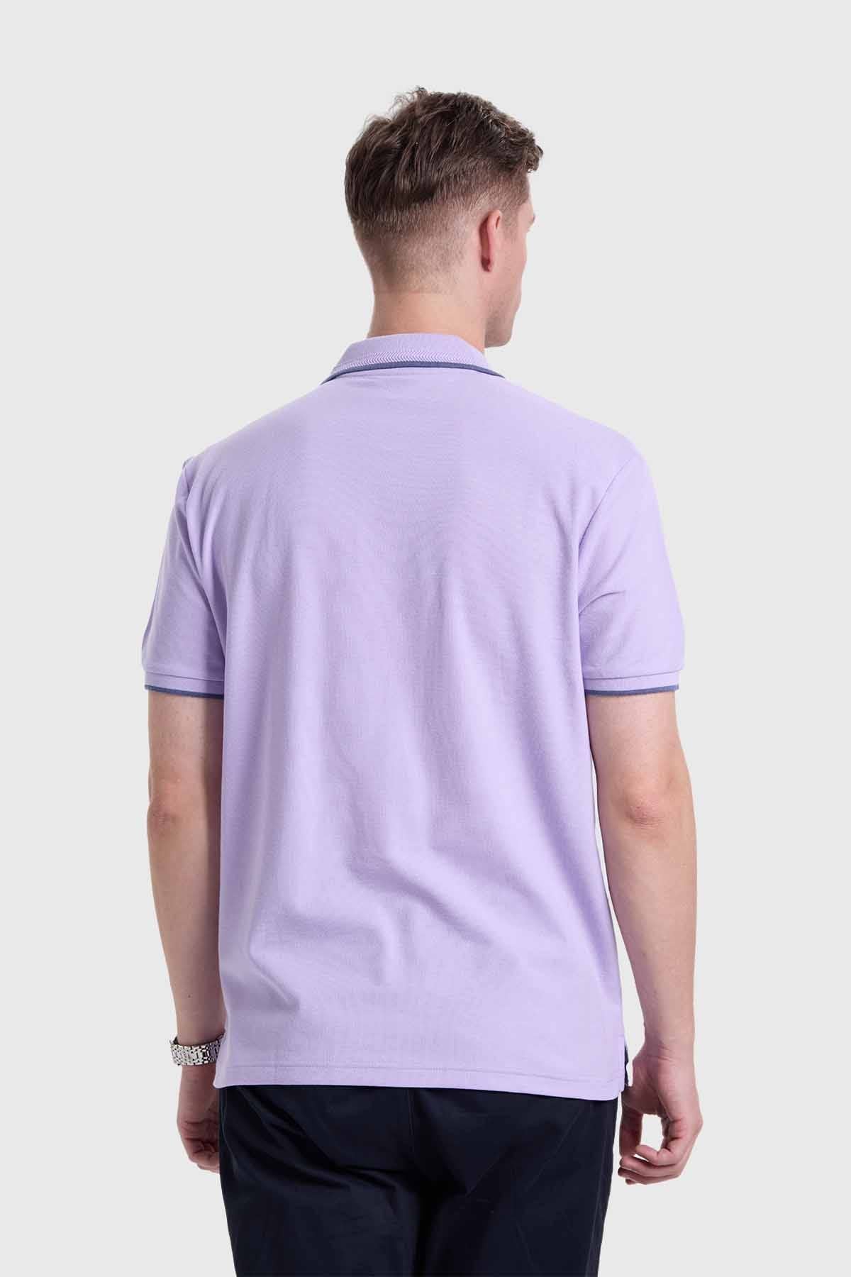 Polera Hombre Piqué Básica Lila