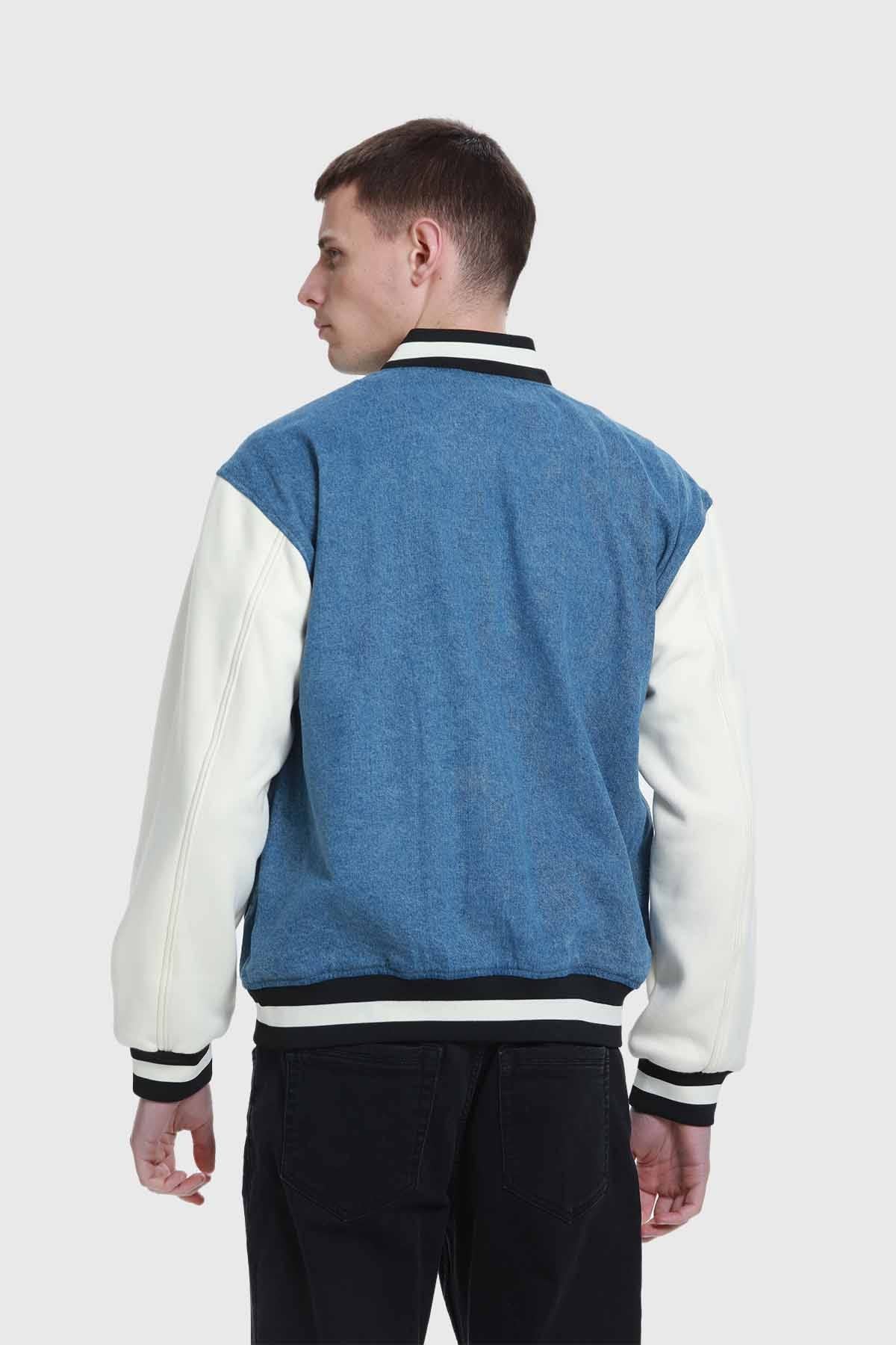 CHAQUETA HOMBRE CON APLICACIÓN JERSEY AZUL