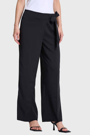 Pantalón Mujer Palazzo Aplicación Cruce Negro