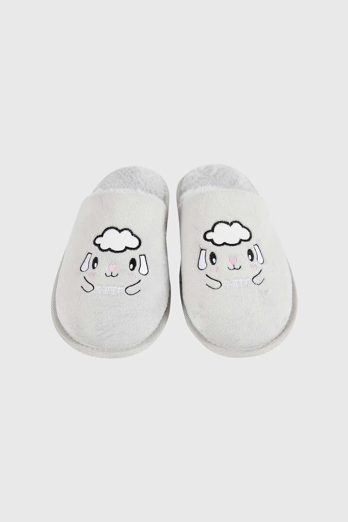 Pantufla Mujer Polar Animales Gris