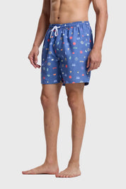 Short De Baño Hombre Print Azul