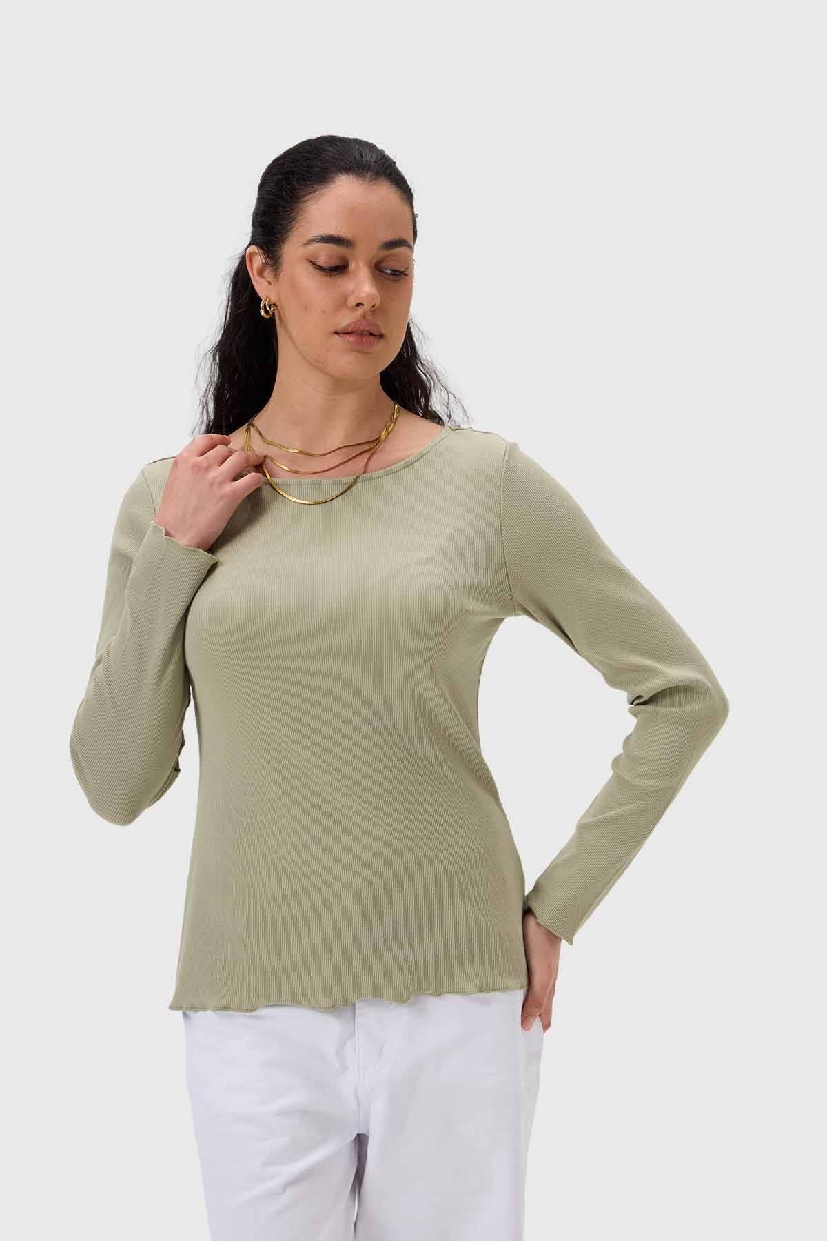 Polera Mujer Rib Verde