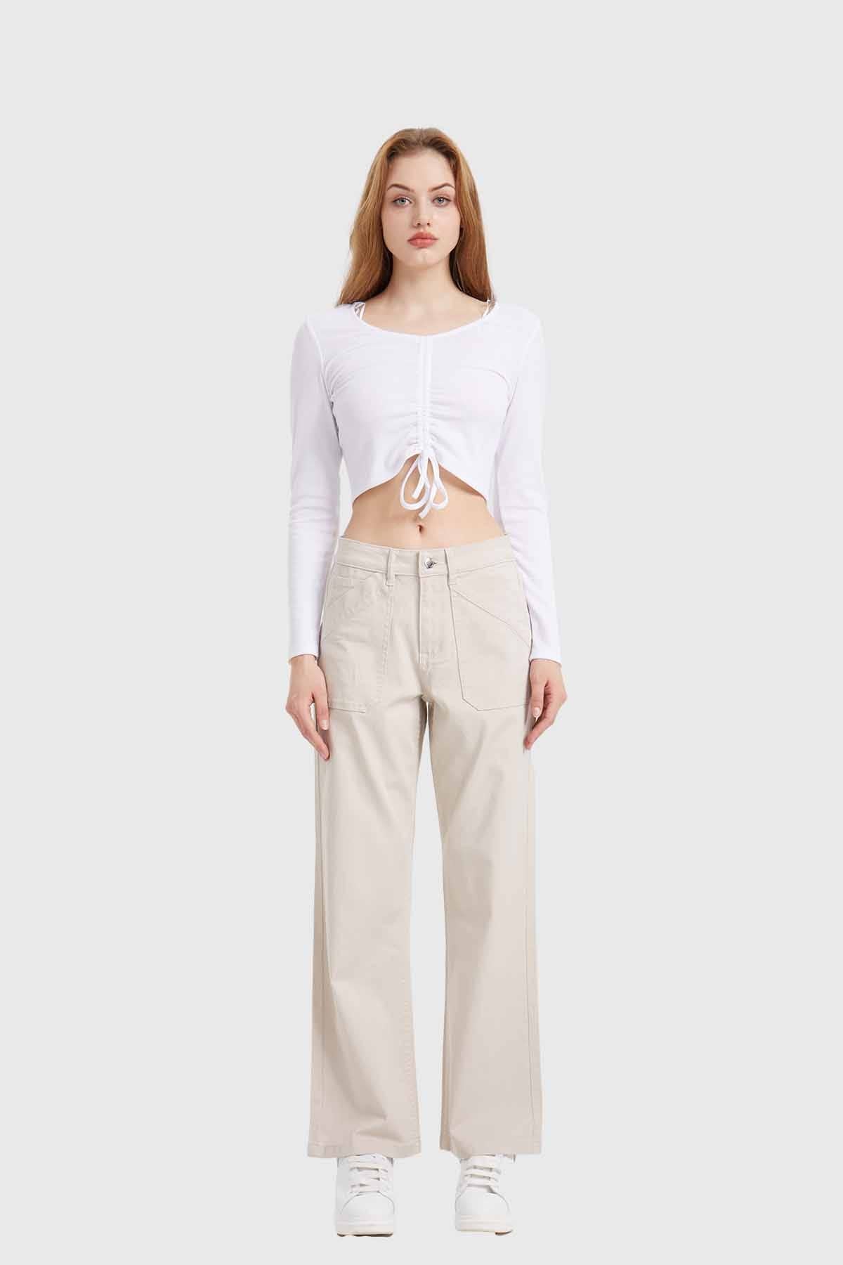 Jeans Mujer Recto Crudo