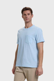 Polera Hombre Básica Con Bolsillo Celeste