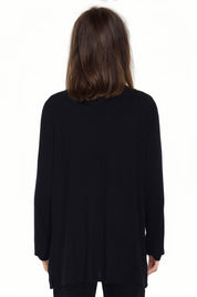 Polera Mujer Manga Larga Cuello Cruzado Negro