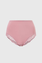 Calzón Mujer Tiro Alto Detalle Encaje Rosa