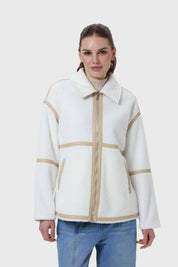 POLAR MUJER TIPO CHAQUETA LISO CRUDO
