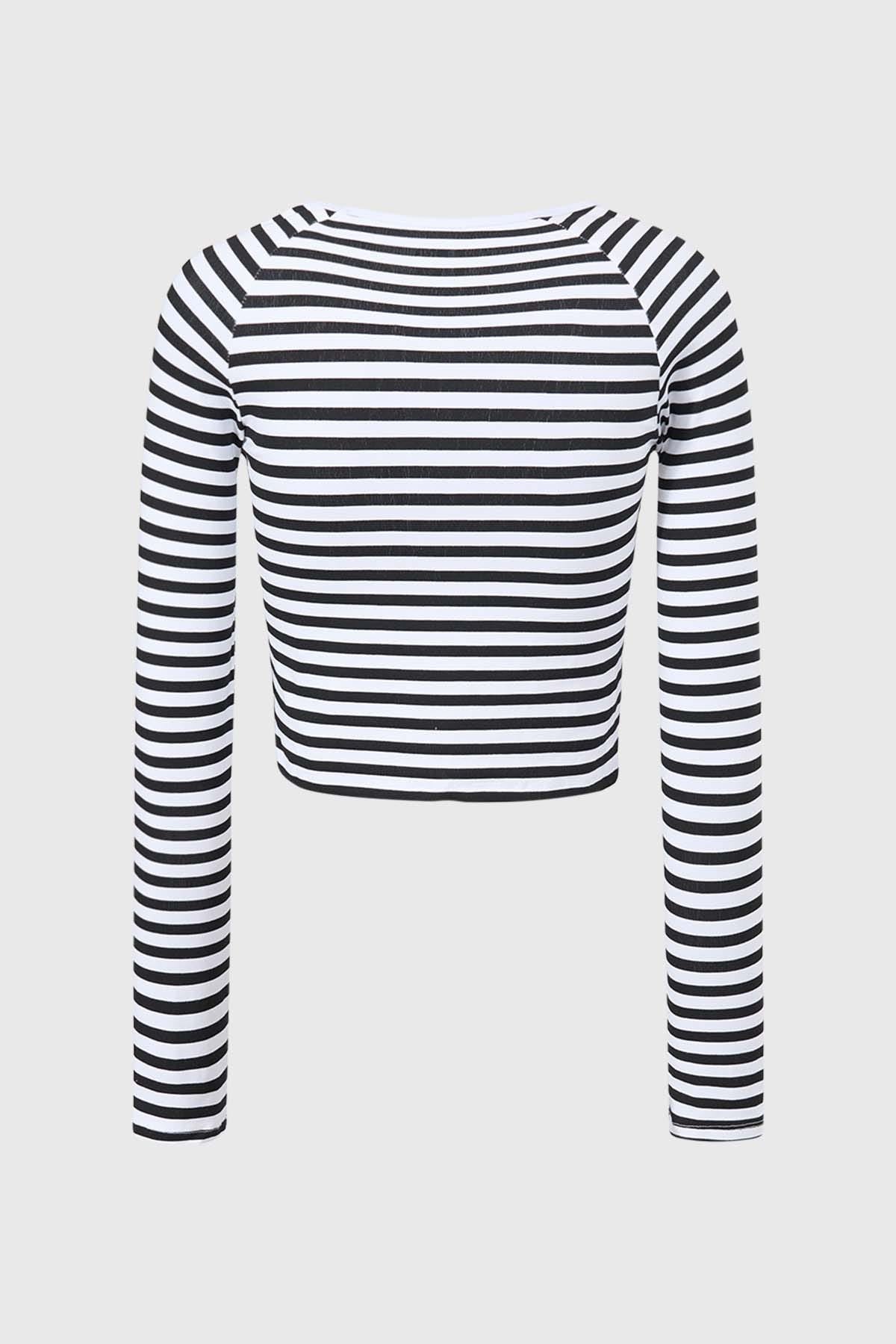 Polera Niña Con Rayas Negro