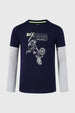 Polera Niño Doble Manga Básica Azul