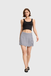 Falda Mujer Short Botones Costado Negro
