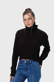 Sweater Mujer Trenzado Negro