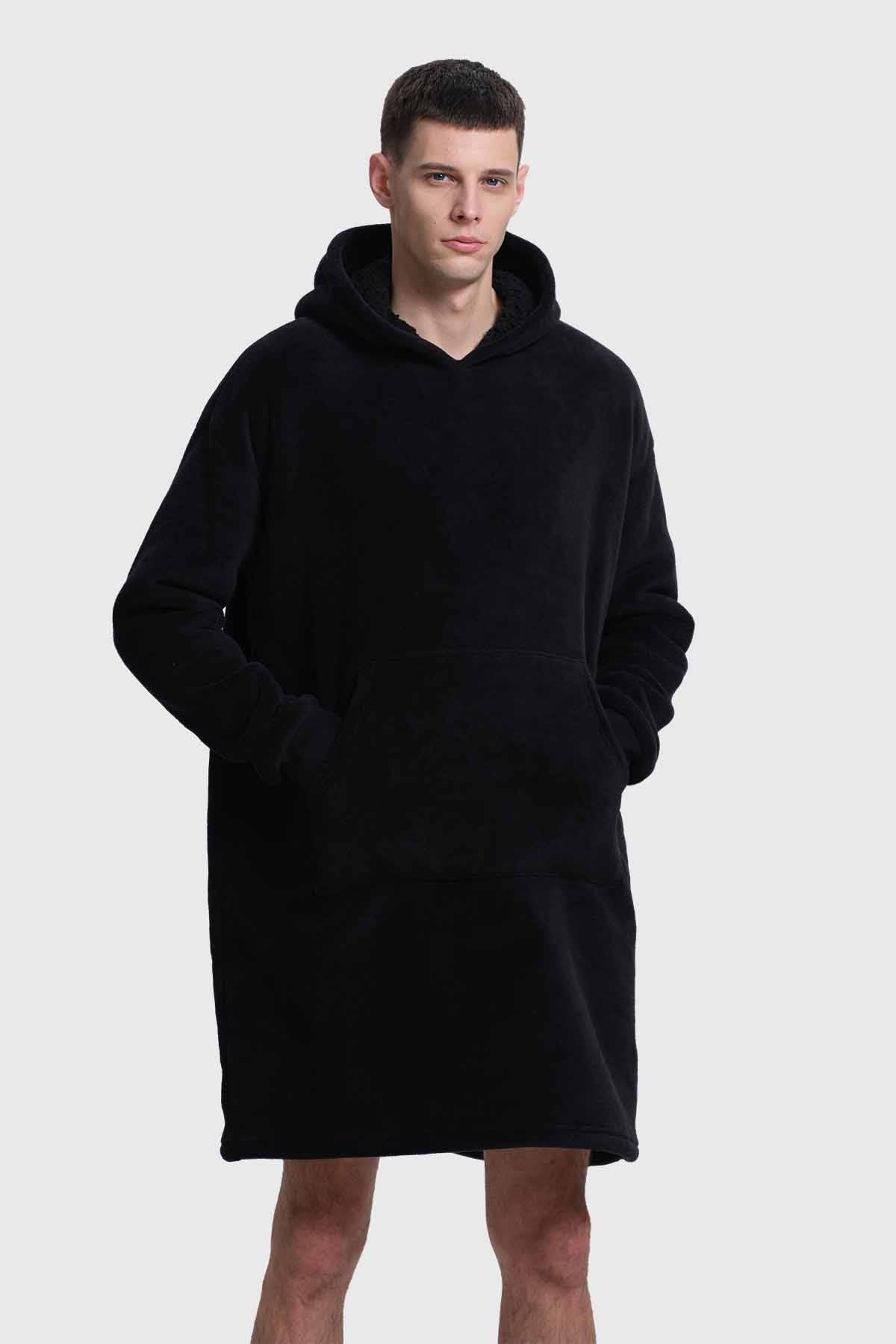 Bata Hombre Bolsillo Canguro Negro