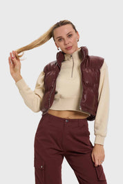 Parka Mujer Efecto Cuero Café