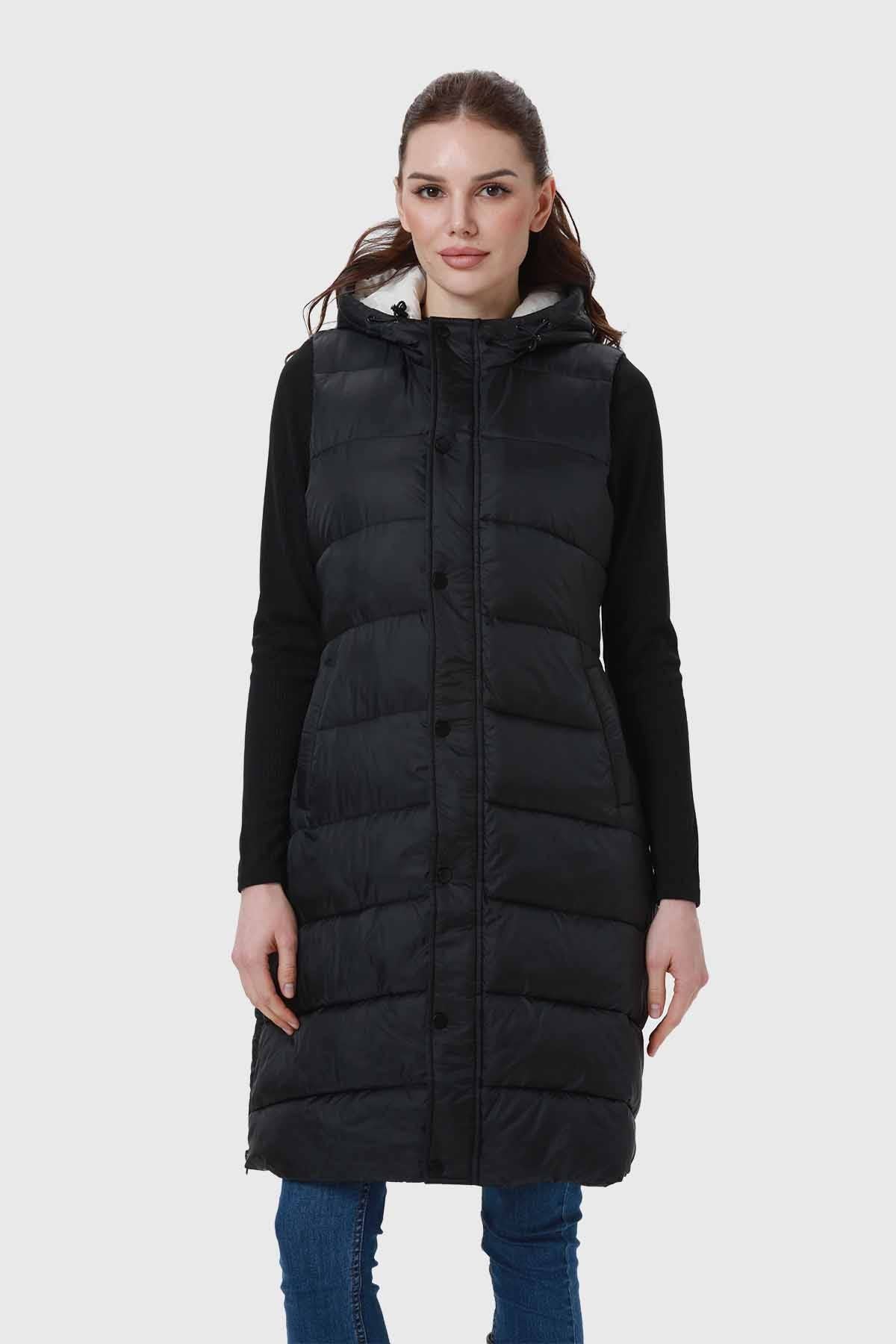 Parka Mujer Con Corte Horizontal Negro
