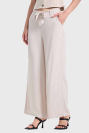 Pantalón Mujer Palazzo Pretina Crema