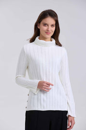 Sweater Mujer Botones Crudo