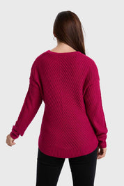 Sweater Mujer Listado Fucsia