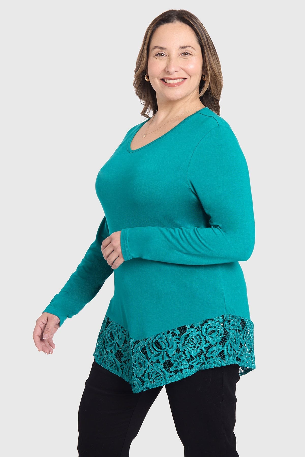 Polera Mujer Con Detalle Macramé Verde