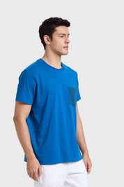 Polera Hombre Con Bolsillo Azul