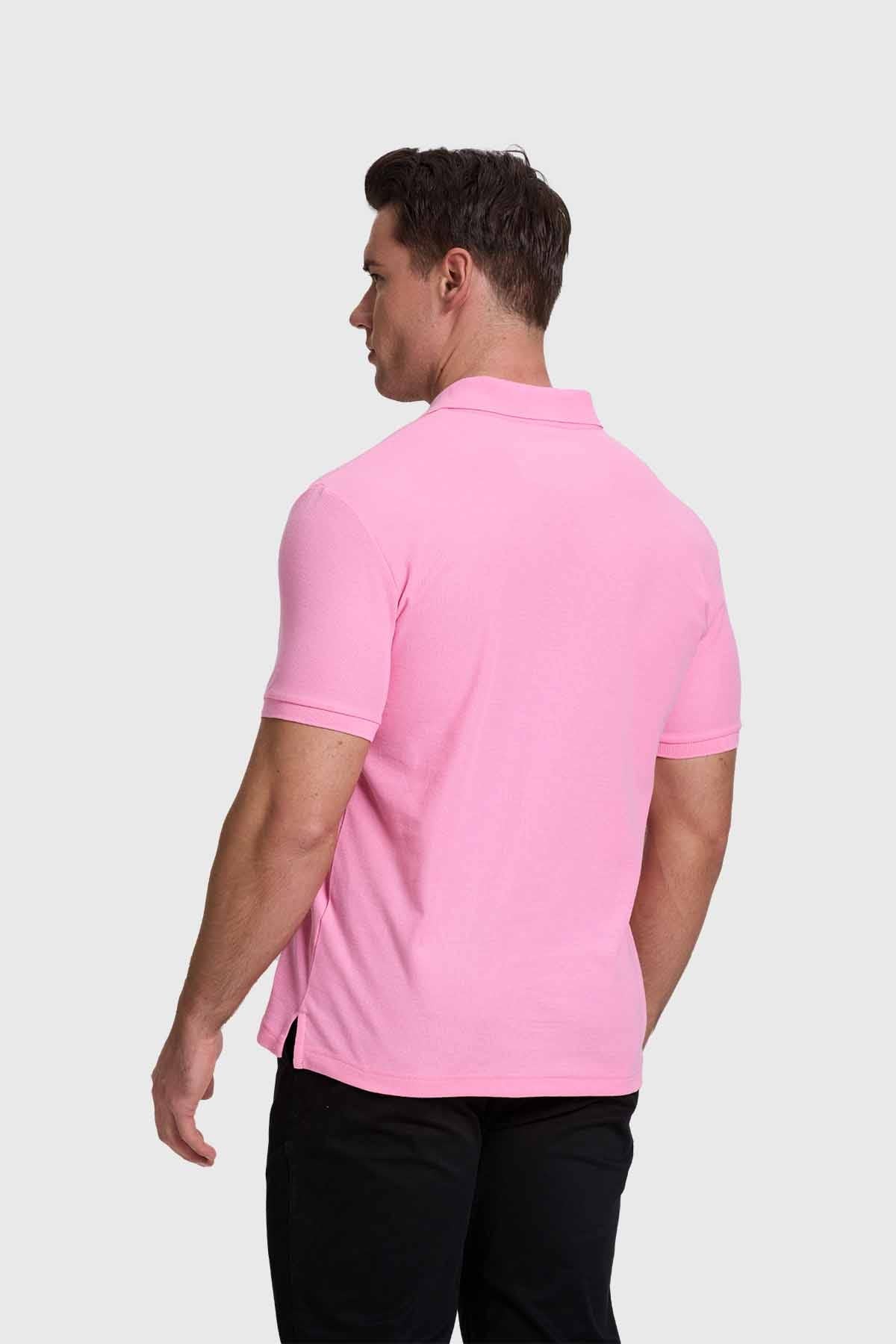 Polera Hombre Piqué Básica Rosado