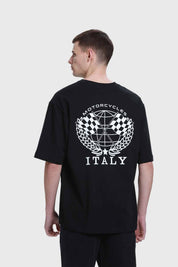 Polera Hombre Doble Print Negro