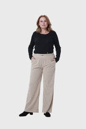 Pantalón Mujer Recto Beige