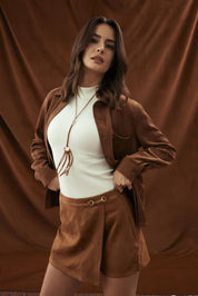 Falda Mujer Falda Short Camel
