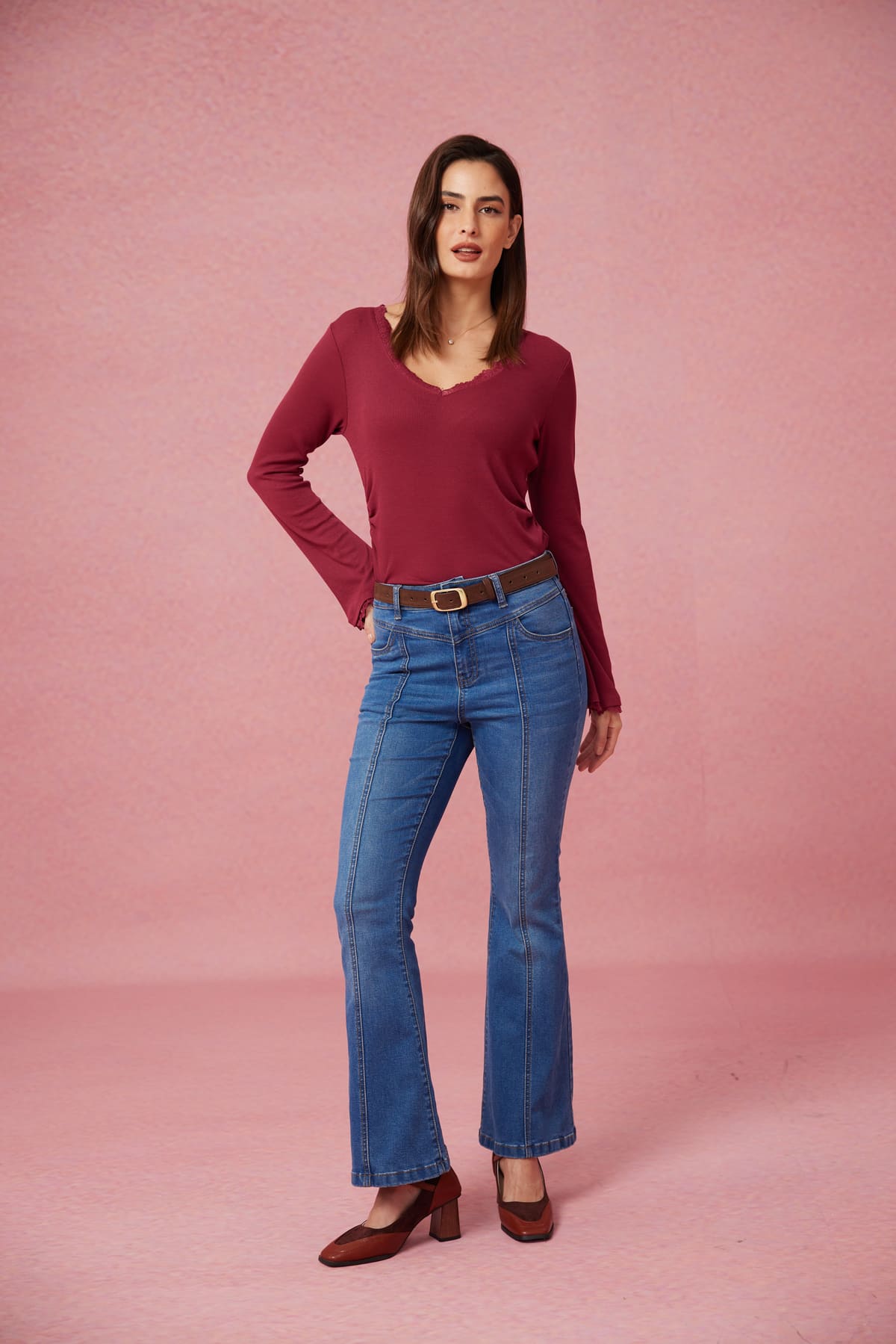 Polera Mujer Ajustado Fucsia