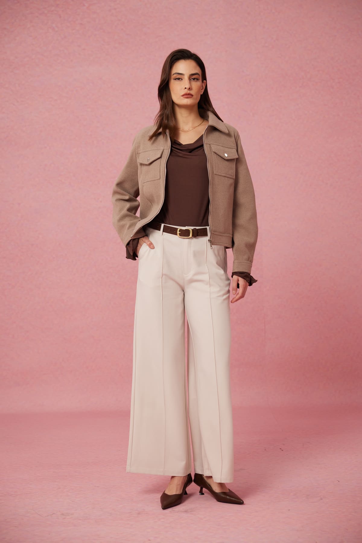 Chaqueta Mujer Regular Beige