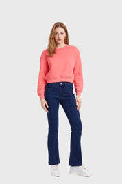 Polerón Mujer Cropped Bordado Coral