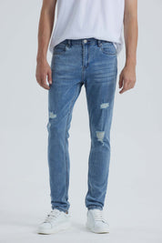 Jeans Hombre Skinny Roturas Azul