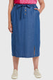 Falda Tencel Con Botones Azul