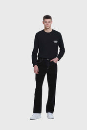 Jeans Hombre Wide Leg Costura Negro