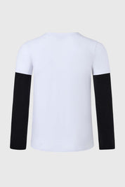Polera Niño Doble Manga Básica Blanco
