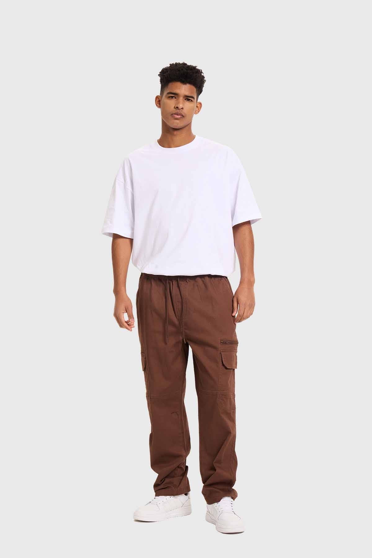Pantalón Hombre Cargo Pretina Chocolate
